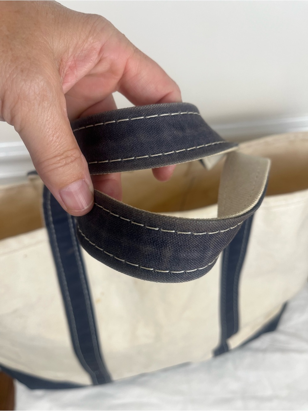 Vintage L.L. Bean Boat and Tote Canvas Bag Large Navy Blue Classic - Picture 3 of 12